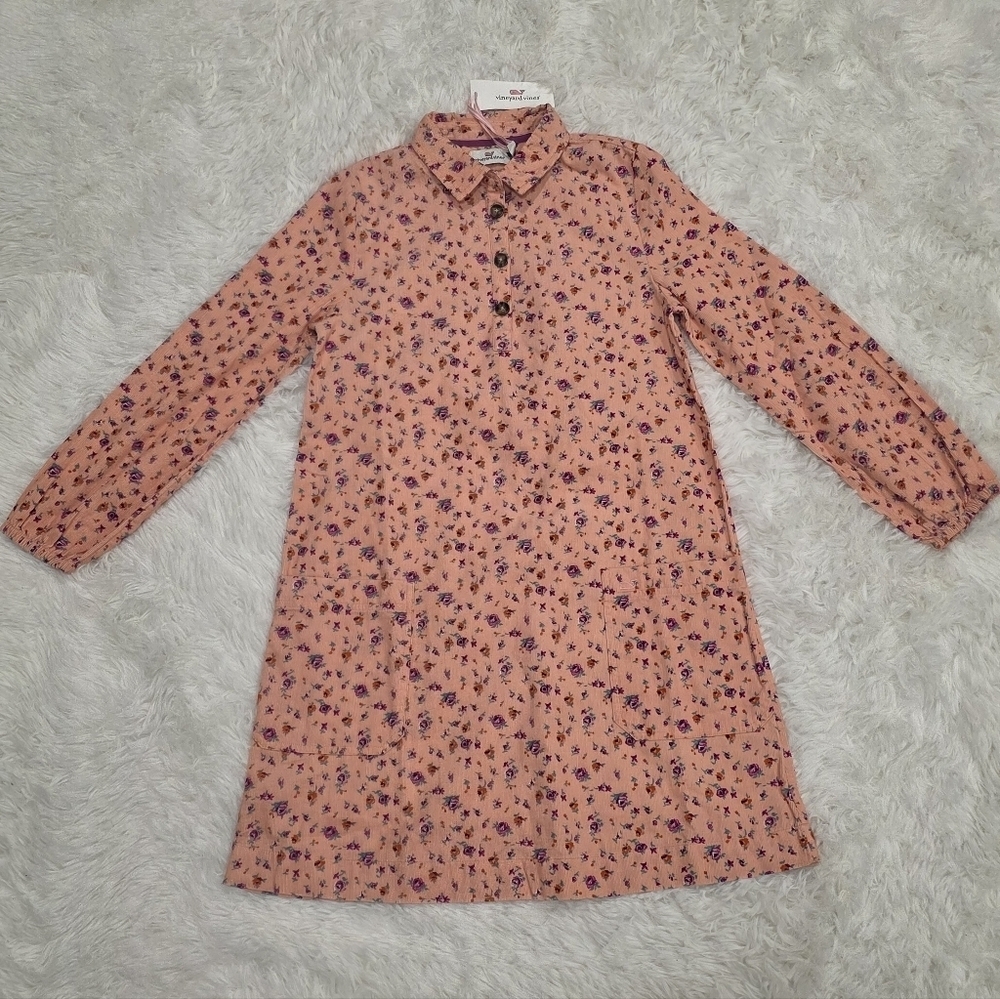 Vineyard Vines- Corduroy Floral Button-Up Dress. Size M (12-14). NWT!